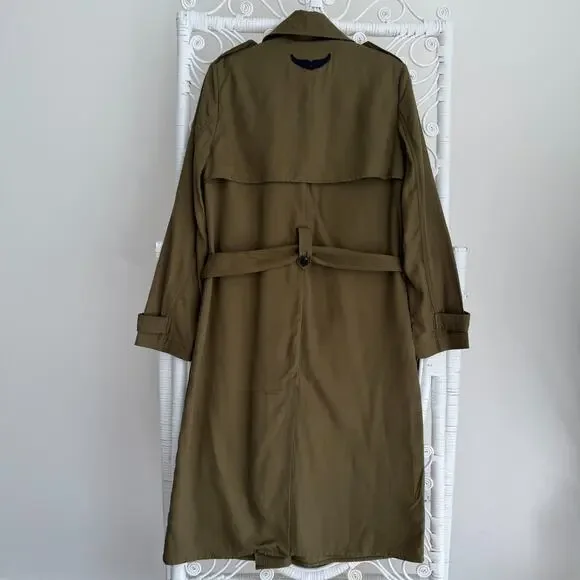 Zadig & Voltaire Trench Coat Medium Green La Parisienne Lyocell Military Belted - Picture 4 of 16
